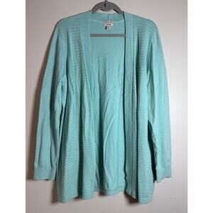 L.L. Bean XL Supima Cotton Long Line Texture Weave Open Front Cardigan